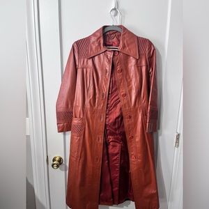 Suburban Heritage vintage 100% brown leather trench,